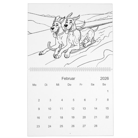 Great Dane 18-Month Coloring Personalized Kalender (Feb 2026)