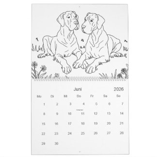 Great Dane 18-Month Coloring Personalized Kalender