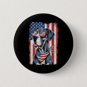 Great Dane 4. Juli Hund Patriotisch USA-Flagge Man Button