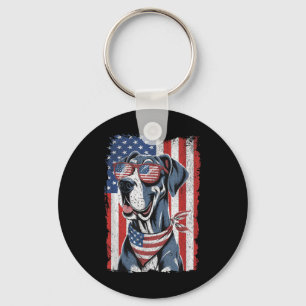 Great Dane 4. Juli Hund Patriotisch USA-Flagge Man Schlüsselanhänger