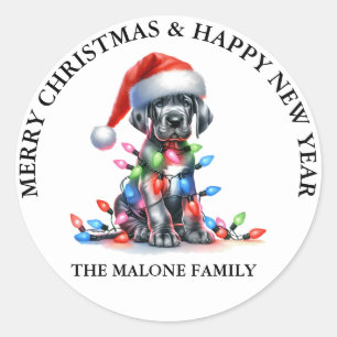 Great Dane A Pawsitiv Moderne Weihnachten Runder Aufkleber