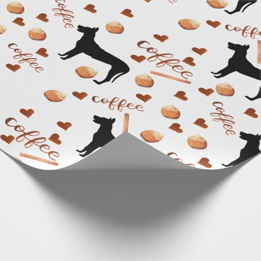 Great Dane and Coffee Liebe  Geschenkpapier (Ecke)