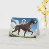 Great Dane and Poodle Card Karte (Gelbe Blume)