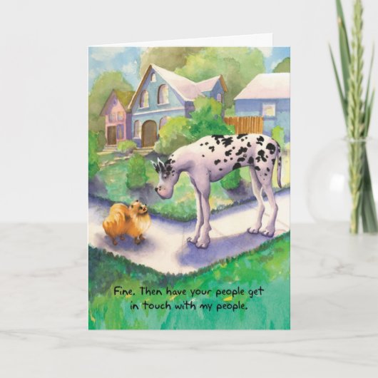 Great Dane and Spitz - Funny Birthday Karte (Vorderseite)