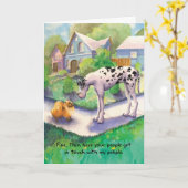 Great Dane and Spitz - Funny Birthday Karte (Gelbe Blume)