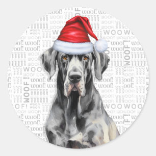 Great Dane and Wood Word Art Weihnachten Runder Aufkleber