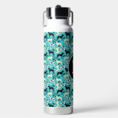 Great Dane Aquamarin Harlequin Fawn Black Dog Mono Trinkflasche (Vorderseite)