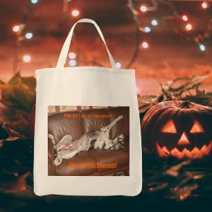 Great Dane Ate zu viel Halloween Candy Tragetasche