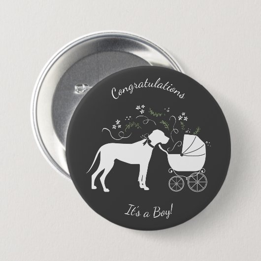 Great Dane Baby Dusche Button (Vorne & Hinten)