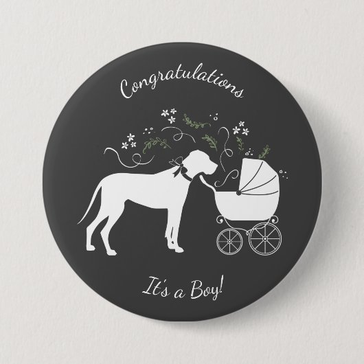 Great Dane Baby Dusche Button (Vorderseite)