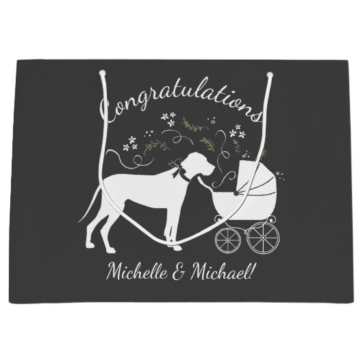 Great Dane Baby Dusche Große Geschenktüte (Vorderseite)