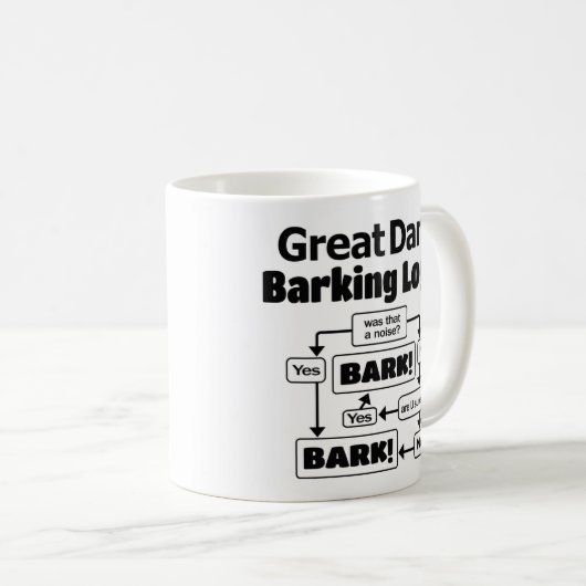 Great Dane Barking Logic Kaffeetasse (VorderseiteRechts)