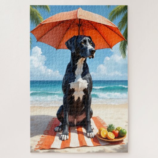 Great Dane Beach Relax Scene Puzzle (Vertikal)