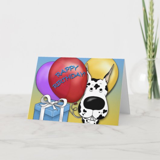 Great Dane Birthday Card Karte (Vorderseite)