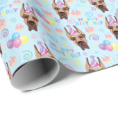 Great Dane Birthday Gift Wrapping Paper Blue Geschenkpapier (Rolleneckpunkt)