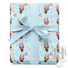 Great Dane Birthday Gift Wrapping Paper Blue Geschenkpapier