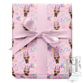 Great Dane Birthday Gift Wrapping Paper Pink Geschenkpapier
