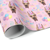 Great Dane Birthday Gift Wrapping Paper Pink Geschenkpapier (Rolleneckpunkt)