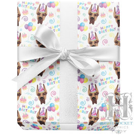 Great Dane Birthday Gift Wrapping Paper White Geschenkpapier