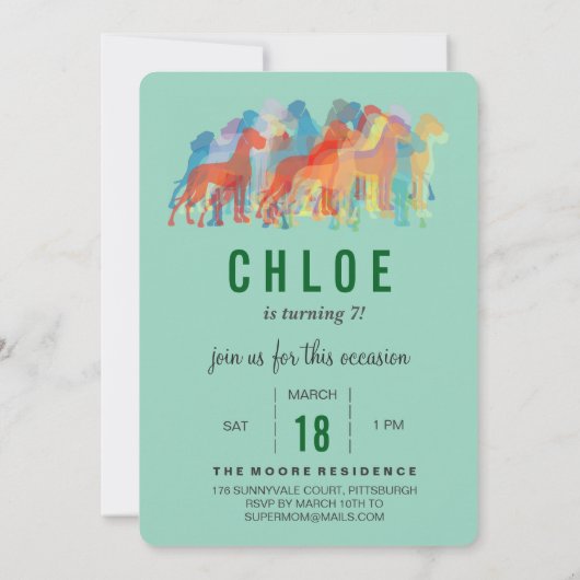 Great Dane Birthday Invitation Einladung (Rückseite)