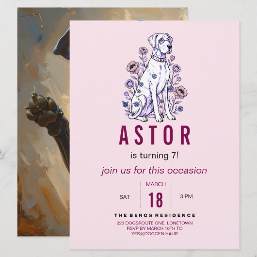 Great Dane Birthday Invitation Einladung (Vorne/Hinten)