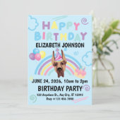 Great Dane Birthday Invitation in Blue Einladung (Stehend Vorderseite)