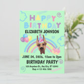 Great Dane Birthday Invitation in Green Einladung (Stehend Vorderseite)