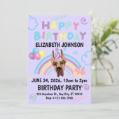 Great Dane Birthday Invitation in Purple Einladung (Stehend Vorderseite)