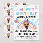 Great Dane Birthday Invitation in White Einladung (Vorne/Hinten)