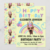 Great Dane Birthday Invitation in Yellow Einladung (Vorne/Hinten)