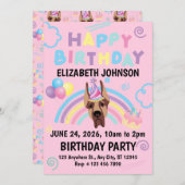 Great Dane Birthday Party Invitation Pink Einladung (Vorne/Hinten)