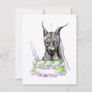 Great Dane Black Birthday Cake Face Einladung