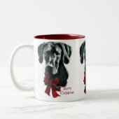 Great Dane Black Christmas Geschenke Zweifarbige Tasse (Links)