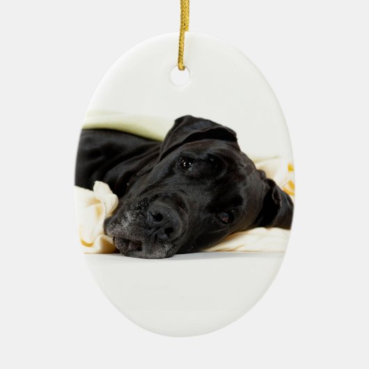 Great Dane - black / Deutsche Dogge - schwarz Keramik Ornament (Vorne)