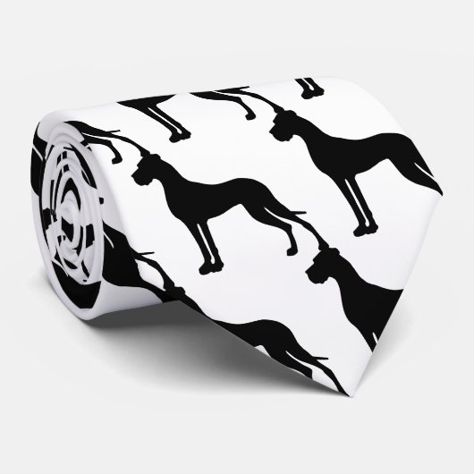 Great Dane Black Silhouette Krawatte (Gerollt)