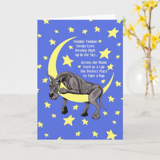 Great Dane Black Twinkle Karte (Gelbe Blume)