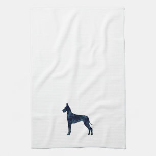 Great Dane Black Watercolor Silhouette Geschirrtuch
