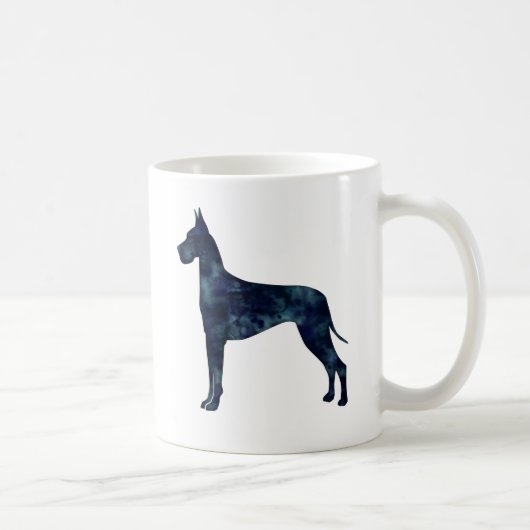 Great Dane Black Watercolor Silhouette Kaffeetasse (Rechts)