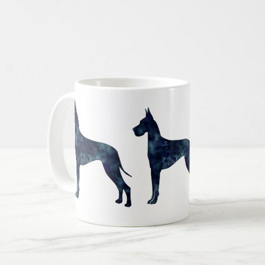 Great Dane Black Watercolor Silhouette Kaffeetasse (Vorderseite Links)
