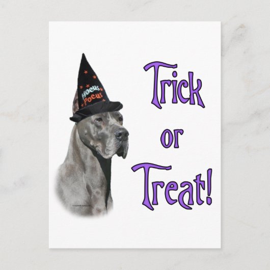 Great Dane (blau) Trick Postkarte (Vorderseite)