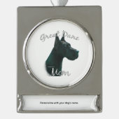 Great Dane (blk) Mama 2 Banner-Ornament Silber (Vorderseite)