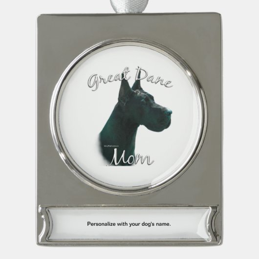 Great Dane (blk) Mama 2 Banner-Ornament Silber (Vorderseite)
