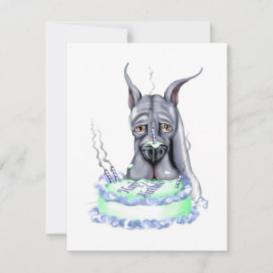 Great Dane Blue Birthday Cake Face Einladung