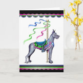 Great Dane Blue Carousel - Maßgeschneidert Karte (Gelbe Blume)