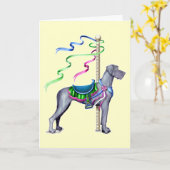 Great Dane Blue Carousel UC - Maßgeschneiderte Karte (Gelbe Blume)