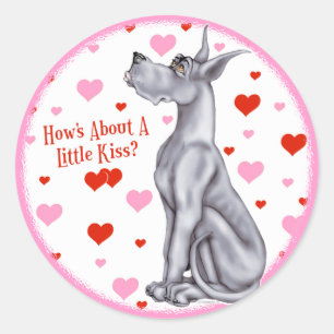 Great Dane Blue Kiss Runder Aufkleber