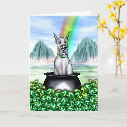 Great Dane Blue Pot O Gold Karte (Gelbe Blume)