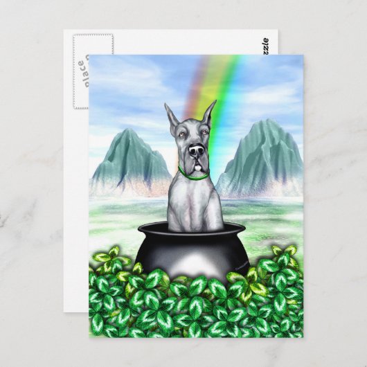 Great Dane Blue Pot O Gold Postkarte (Vorne/Hinten)
