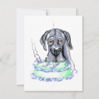Great Dane Blue UC Birthday Cake Face Einladung