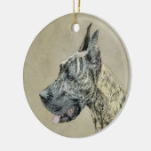 Great Dane (Brindle) Malerei - Original Hund Kunst Keramik Ornament (Links)
